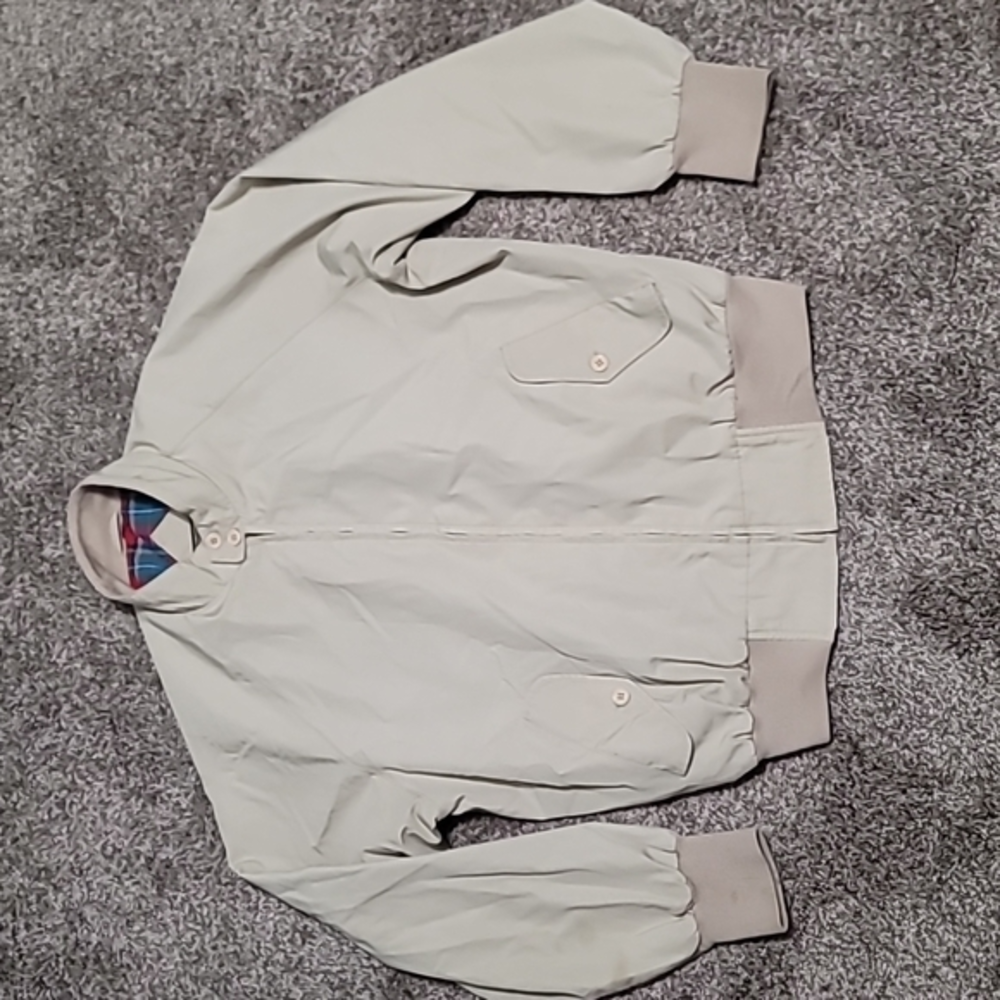 Vintage‎ Cooper Sportswear (Beige) Women's (L) Jacket. Blue/Red Plaid Lining.